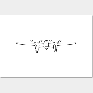 Mosquito WW2 combat aircraft outline graphic (black) Posters and Art